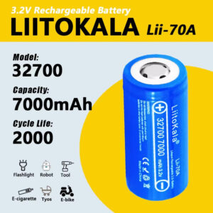Акумулятор 32700, LiitoKala Lii-70A-N,3.2V, 7000mAh, з контактами під паяння, ОРИГІНАЛ