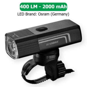 Велофара потужна LEADBIKE LD88-OSRAM 400LM, 2000mAh, waterproof, children lock, Li-Ion акумулятор, ЗП Type-C