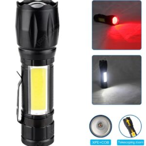 Ліхтар W601-XPE(Red)+COB(White), Li-Ion акумулятор, ЗП Type-C, zoom, Box