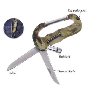 Тактичний ніж Traveler A-08 кемпінг, альпіністський карабін, гачок, LED ліхтарик