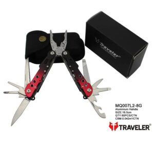 Мультитул Traveler MQ-007-L2-8G Red/Blue 9 в 1 туристичний, армійський, тактичний, з чохлом 16,2см