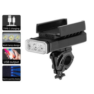 Велоліхтар BK09/Z-03-3T6, Power Bank, Li-Ion акумулятор, ЗП Type-C, кріплення під телефон