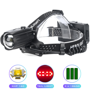 Ліхтар налобний BL-T35-P160, 3x18650, Power Bank, ЗП Type-C, zoom, Box