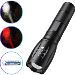 Ліхтар 1831-2XPE(White+Red), 1x18650, ЗУ Type-C, zoom, Box