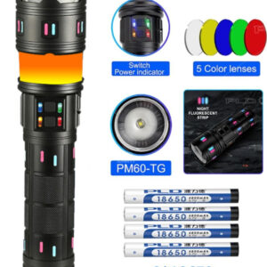 Ліхтар NIGHT VISION FLUORESCENCE AK178-WHITE LASER LED PM60-TG+COB, 8x18650 3.7V, Power Bank, ЗП Type-C, zoom, 5 фільтрів