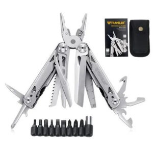 Мультитул тактичний Traveler MQ064DG Silver 28 в 1, комплект біт, з чохлом, з плоскогубцями 16,2 см