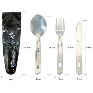 Туристичний набір 3 в 1 Ложка, Вилка, Ніж, 16,5см S-162