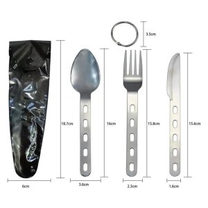 Туристичний набір 3 в 1 Ложка, Вилка, Ніж, 16 см S-165